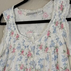 Vintage Large White Floral Rose Lace Cottage Dainty Coquette Feminine Midi Dress